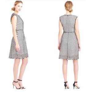 J Crew Punched Out Eyelet White Black Sleeveless Mid Length Dress Size 6